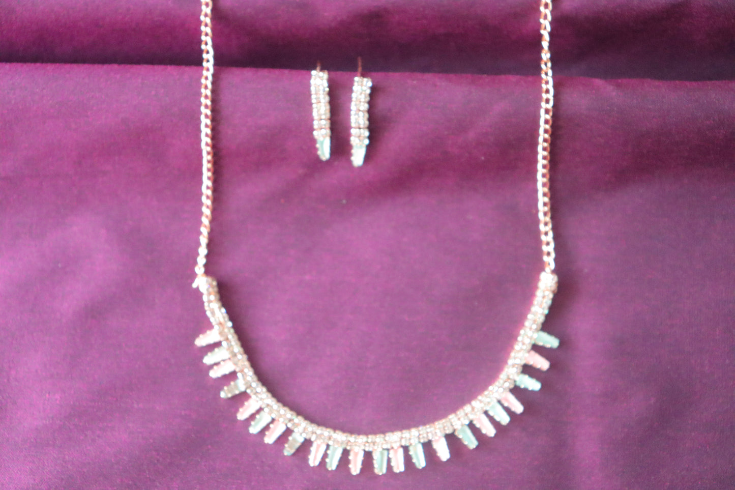 Rose Pink Studded Single Layer Necklace