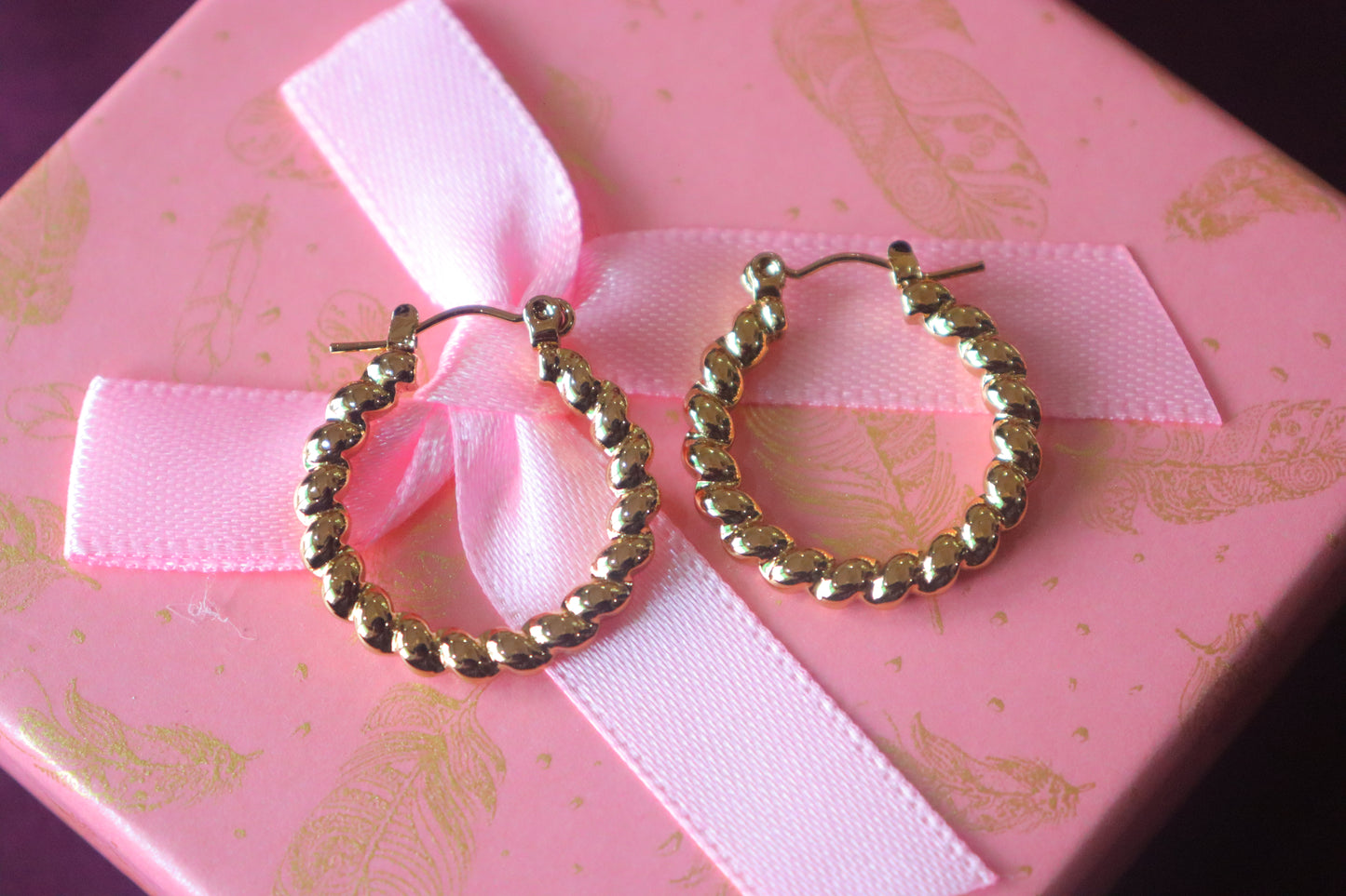 Anti Tarnish Twisted Golden Earrings