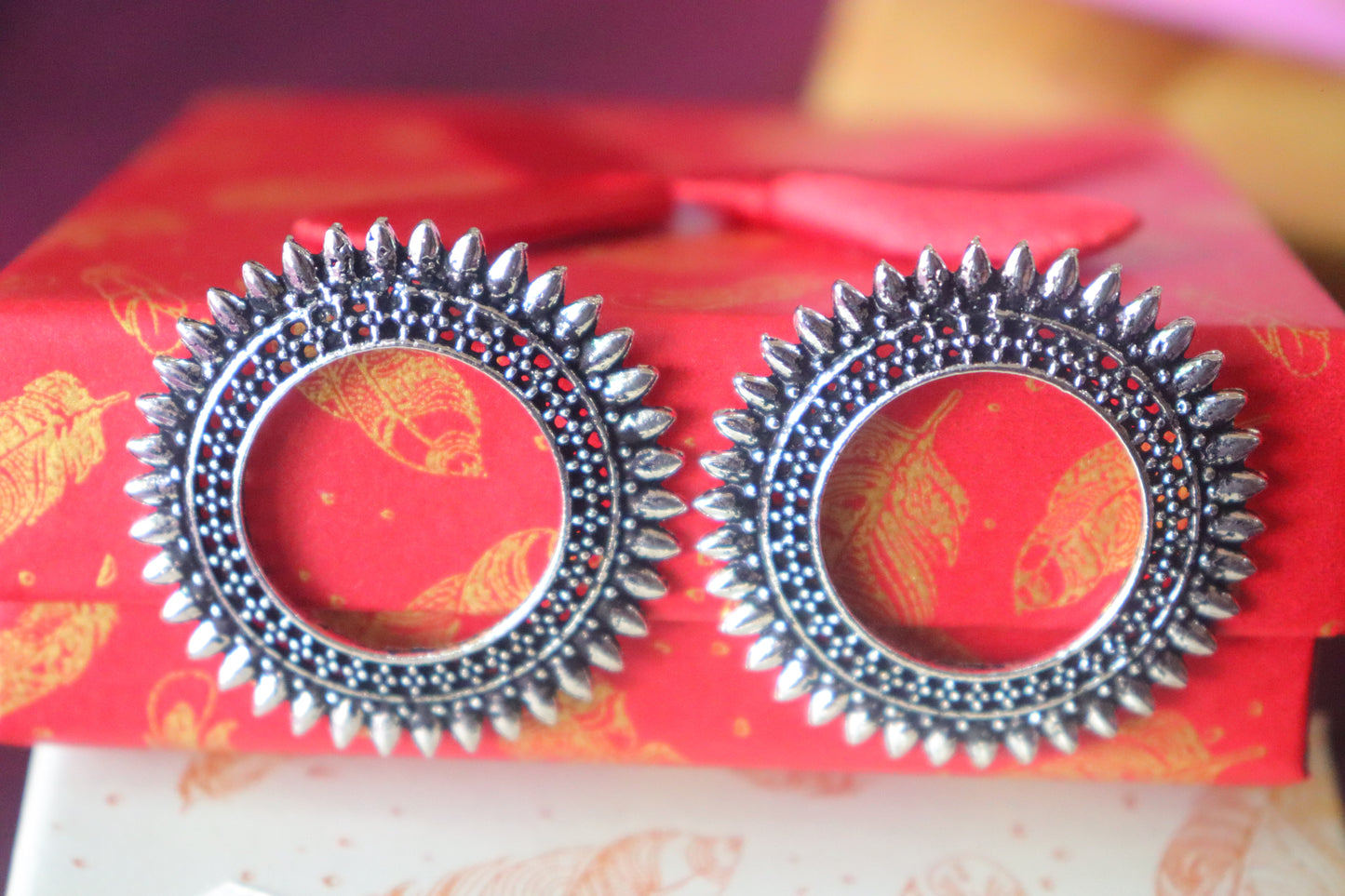 Oxidized Circle shaped Earrings