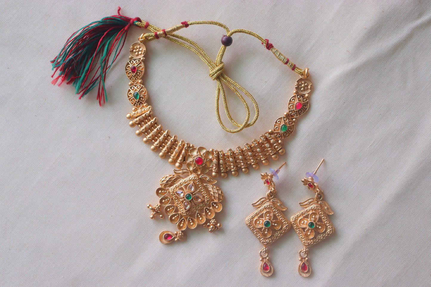Golden Necklace with studded stones