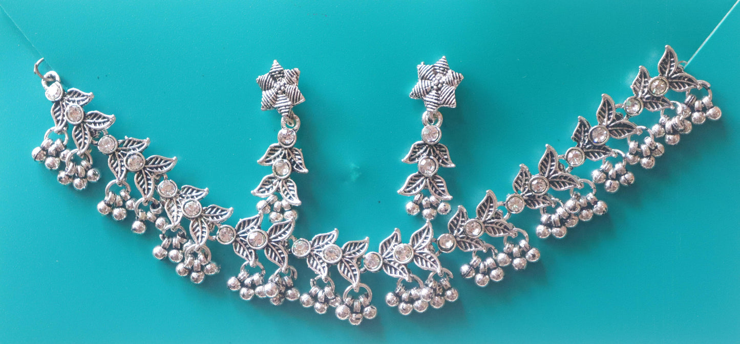 Antique look Oxidised Necklace and Earrings