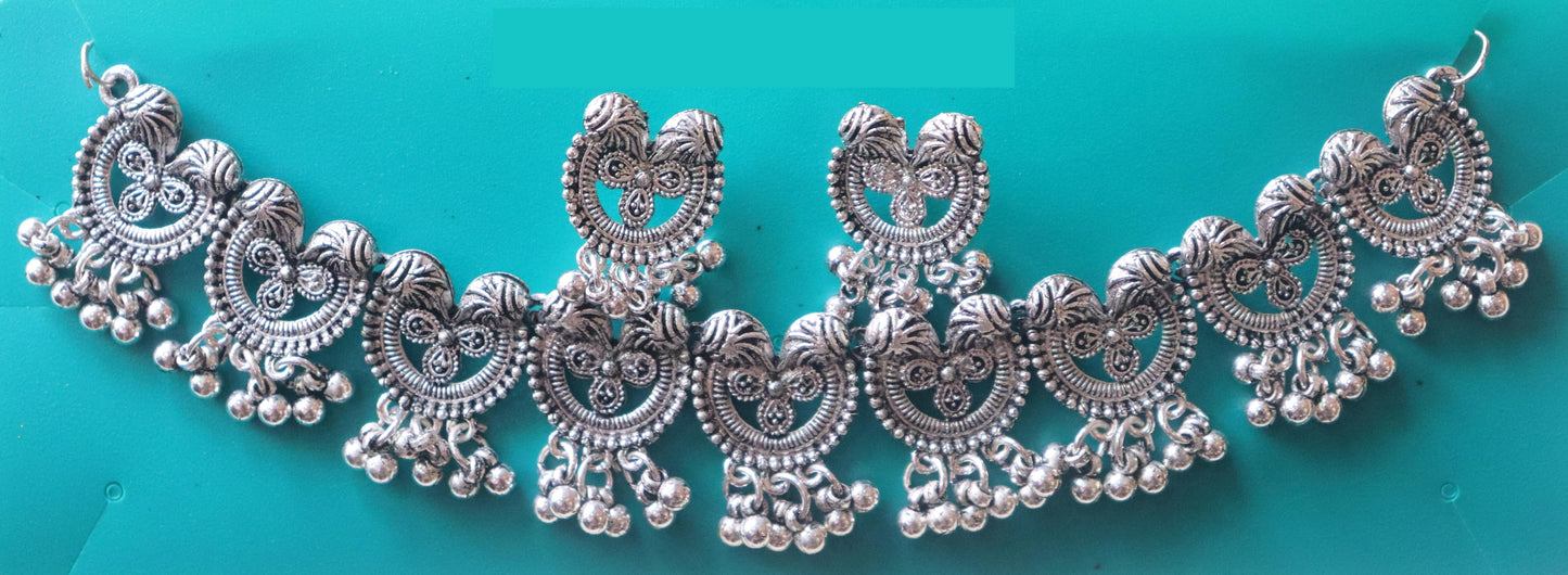 Antique look Oxidised Payal look Necklace and Earrings