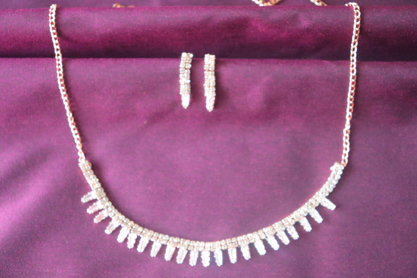 Rose Pink Studded Single Layer Necklace