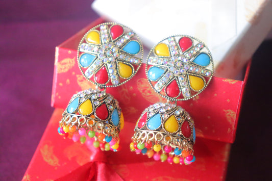 Multicolour Studded Jhoomka