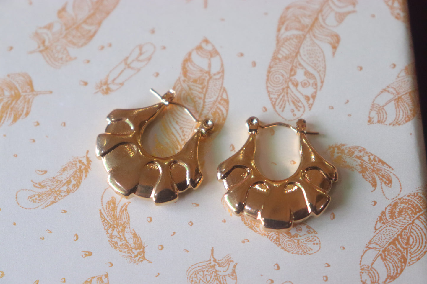Anti Tarnish Bag Shaped Golden Earrings