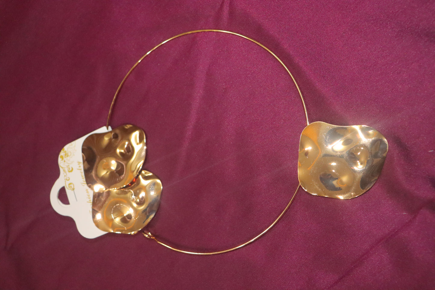 Anti Tarnish Abstract shaped Golden Necklace set with Earrings
